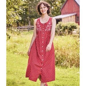 April Cornell Modern Prairie Red Polka Dot Dress 2X Tank Midi Pleated